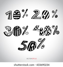 Set hand drawn decorative percents.