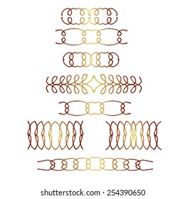 Set of hand drawn decorative scrolls, elements for frames and borders, design elements. Vector illustration.