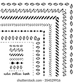 Set of Hand drawn decorative vector pattern brushes