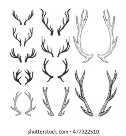 Deer Antlers Black Icons Set On Stock Vector (Royalty Free) 1031346937