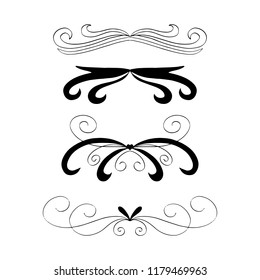 Set of hand drawn design elements. Hand drawn vignette collection.