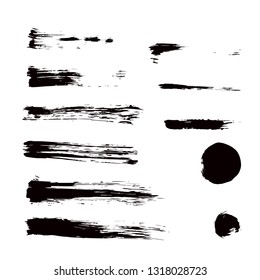 Set of hand drawn design elements. Vector collection of black ink abstract textures. Grunge ink pen - vector Brush Stroke. Distressed quill. Black Modern Textured pen Stroke.