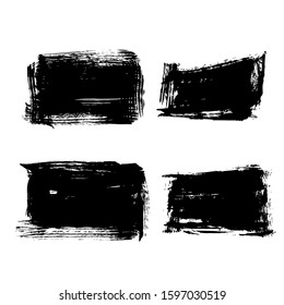 Set of hand drawn design elements. Vector collection of black ink abstract textures. Grunge ink pen - vector Brush Stroke. Distressed quill. Black Modern Textured pen Stroke.