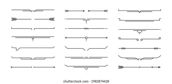 Set of Hand drawn design elements. Vintage line elements. Decorative drawing badges, frames. Decoration, banners, swirls divider, emblems, arrows. Vector illustration.