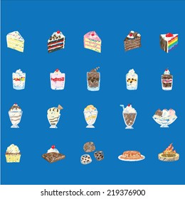 Set of hand drawn Dessert icon