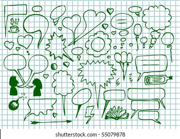 set of hand drawn dialog icons