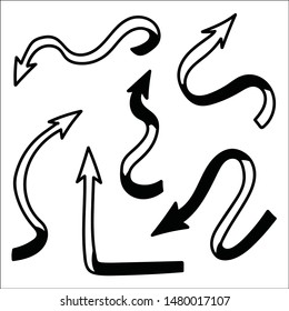 Set of hand drawn different arrow.Isolated vector. 