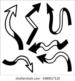 Set of hand drawn different arrow.Isolated vector. 