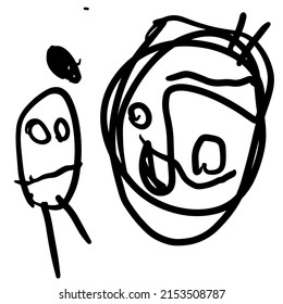Set of hand drawn different doodles and silhouettes. Abstract modern trendy vector illustration. Black monochrome concept.