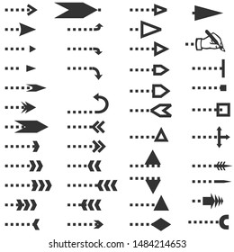 set of hand drawn different shapes of vector arrows
