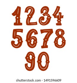 Set of hand drawn digits. Design element for poster, card, banner, sign, flyer. Vector illustration