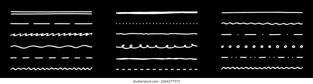 Set of hand drawn direct lines in different styles illustration
