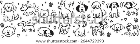 Set of hand drawn dogs, doggy doodle vector set illustration
