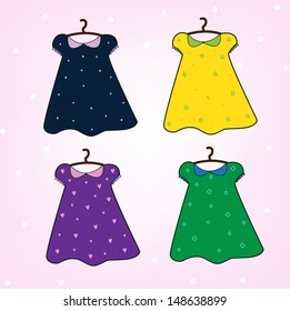 Set Hand Drawn Doll Dresses Stock Vector (Royalty Free) 148638899