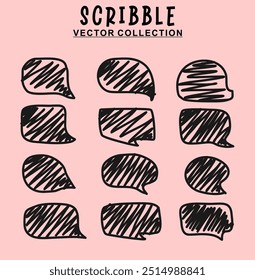 Set of hand drawn doodle abstract scribble. Vector design elements.