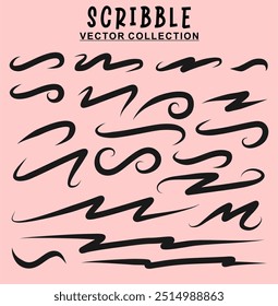 Set of hand drawn doodle abstract scribble. Vector design elements.