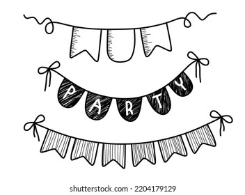 Set of Hand Drawn Doodle Bunting.