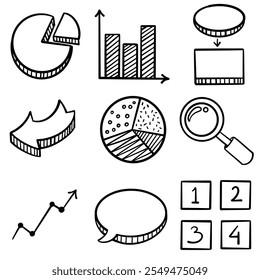 set of hand drawn doodle charts and bars collection element