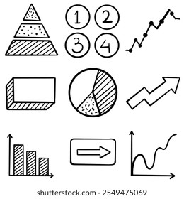 set of hand drawn doodle charts and bars collection element