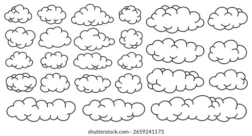 Set of hand drawn doodle clouds vector illustration