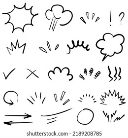 set of Hand drawn doodle elements for concept design isolated on white background. vector illustration.