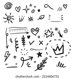 set of Hand drawn doodle elements for concept design isolated on white background. vector illustration.