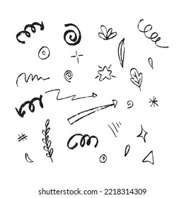 set of Hand drawn doodle elements for concept design isolated on white background. vector illustration.