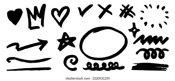 set of Hand drawn doodle elements for concept design isolated on white background. vector illustration.