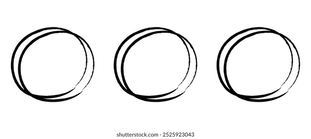 Conjunto de diseño de elipses de doodle dibujadas a mano. Icono de boceto de línea circular en estilo dibujado a mano. Ilustración vectorial de garabato circular sobre fondo aislado. Abstractas, elemento de diseño moderno, círculo.