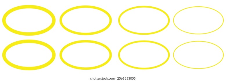 Set of hand drawn doodle ellipses. Scribble ovals and bubbles to circle and highlight text. Collection of different brush drawn black circles. Marker round elements isolated on white background. Eps10