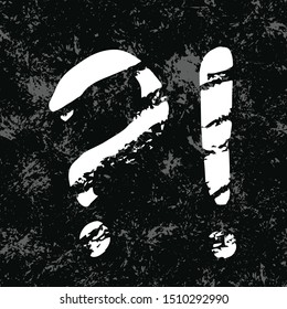 Set of hand drawn doodle exclamation and question marks on black textured background. Cartoon punctuation marks in grunge texture style. Vector illustration.
