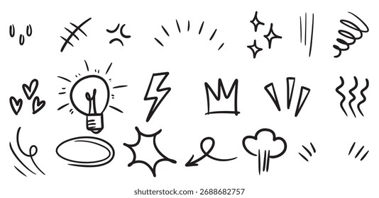 set of hand drawn doodle expression sign for concept design