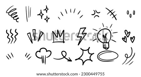 set of Hand drawn doodle expression sign for concept design isolated on white background. vector illustration.