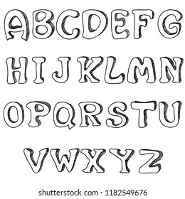 Set of Hand drawn doodle font isolated on white background. Doodle sketch font.