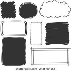  Satz von handgezeichnetem Doodle-Rahmen. Vektorgrafik