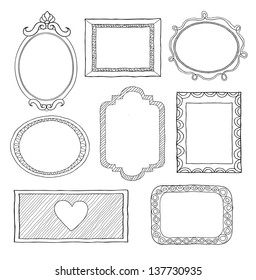 Set of hand drawn doodle frames