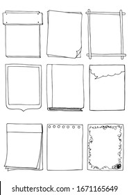 Set of hand drawn doodle frames. Vector illustration