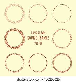 Set of hand drawn doodle frames. Vector illustration