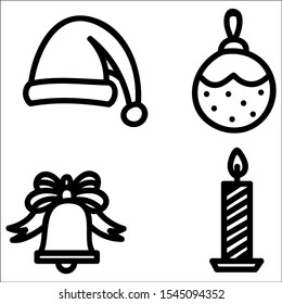 Set of hand drawn doodle happy new year icons. Christmas vector elements.