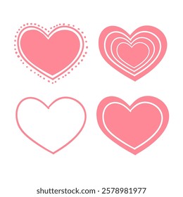 Set of hand drawn doodle heart, vector illustration.