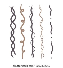 Set of hand drawn doodle line art collection element illustration doodle vector, bold and cute style, wave line border cute line doodle