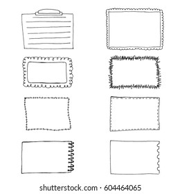 set of Hand drawn doodle note paper for messages