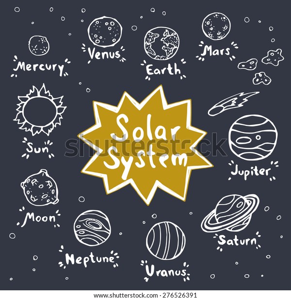 Set Hand Drawn Doodle Planets Sun Stock Vector (Royalty Free) 276526391