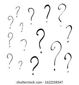 Set of hand drawn doodle question marks. Vector illustration.