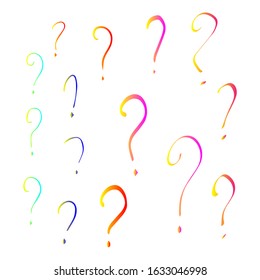 Set of hand drawn doodle question marks. Vector illustration.