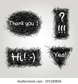 Set of hand drawn doodle scribble banners. Sketchy frames, design elements.