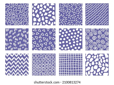 Set von handgezeichnet doodle Sketch Textur Elemente. Trendfarbige, feine Texturen, sehr peri Farbe von 2022