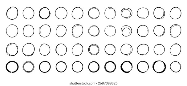 Set of Hand Drawn Doodle and Sketch Circle Frames for Highlighting and Emphasis