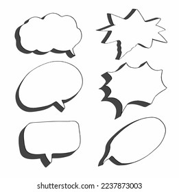 Zeichnen Sie handgezeichnete doodle-Sprechblasen Cartoon-Comic. Vektordesign-Illustration