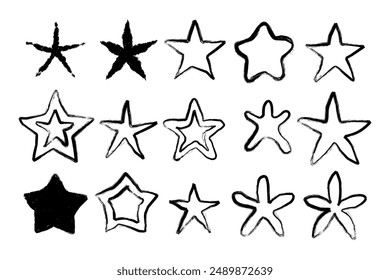 set of hand drawn doodle stars vector illustration